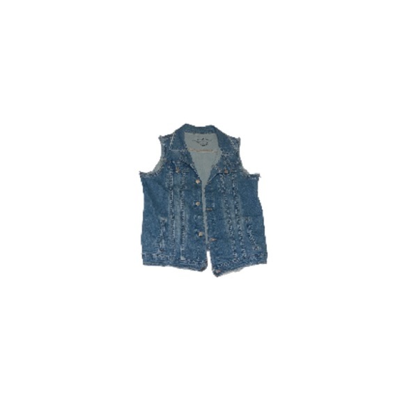 Free People x M2F Brand Denims Shredded Blue Jean Vest - Women’s Size Large - Picture 1 of 5